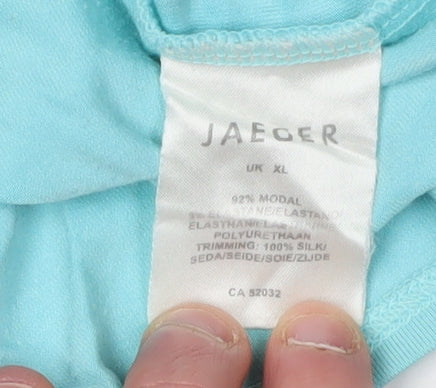 Jaeger Women's Blue V-Neck Top XL 3/4 Sleeve
