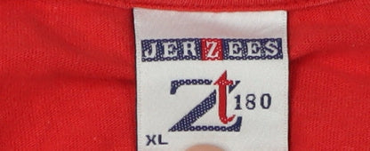 Jerzees Men's Red XL Crew Neck Logo T-Shirt