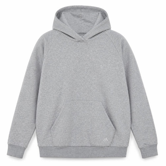 Front view of Adidas Grey unisex hoodie, size 8-10, casual & cosy