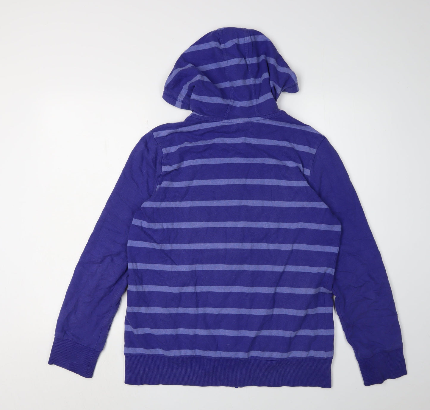 Adidas Women's L Blue Striped Full Zip Hoodie