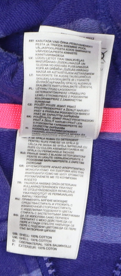 Adidas Women's L Blue Striped Full Zip Hoodie