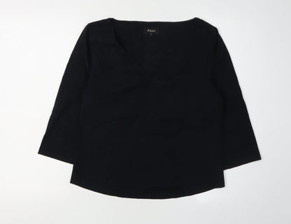 Kew Women's Black V-Neck 3/4 Sleeve Blouse XL