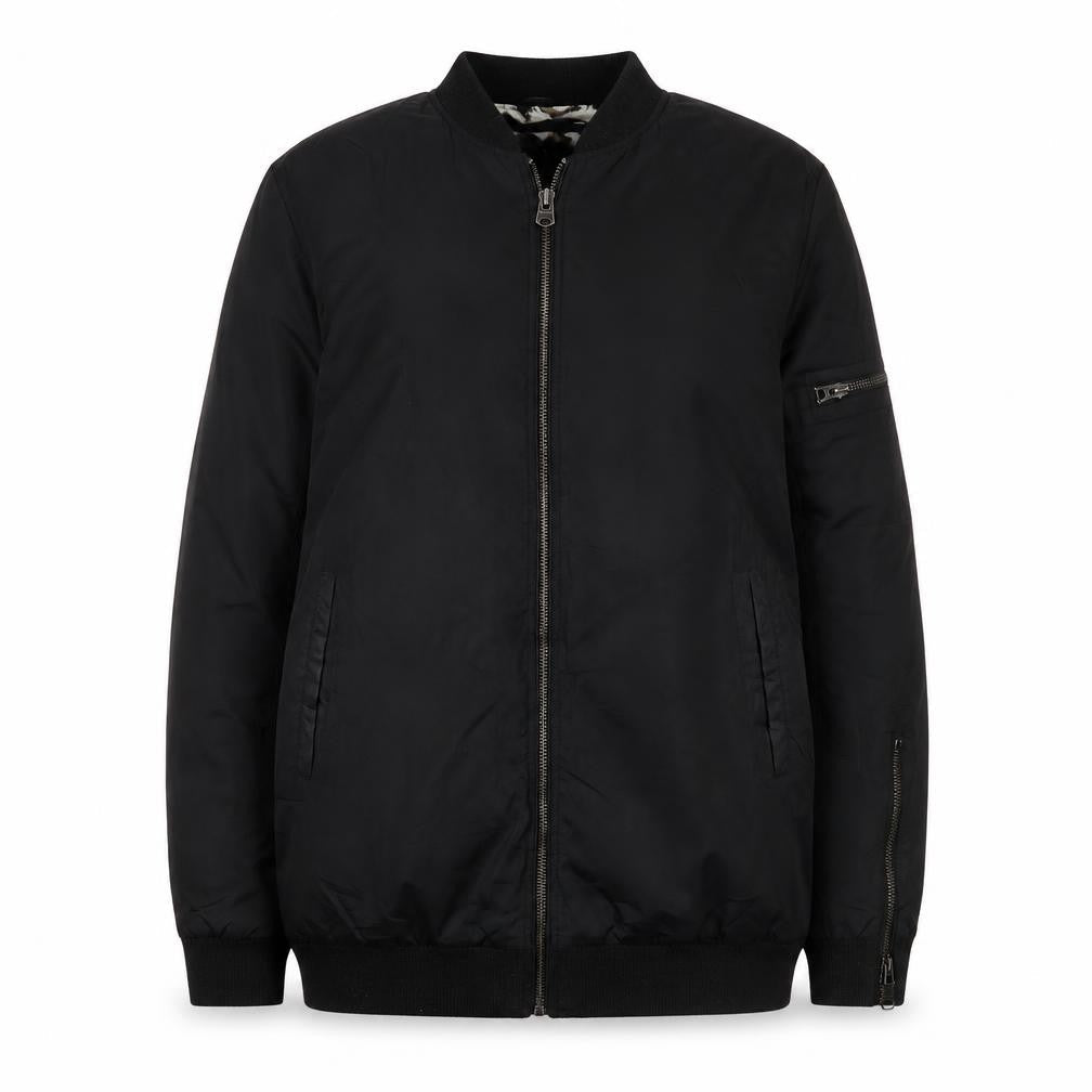 Pull & Bear Women's Black Bomber Jacket Size 12