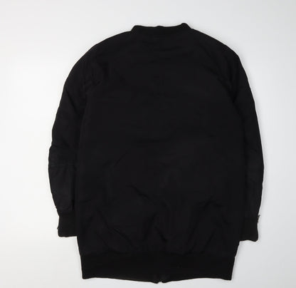 Pull & Bear Women's Black Bomber Jacket Size 12