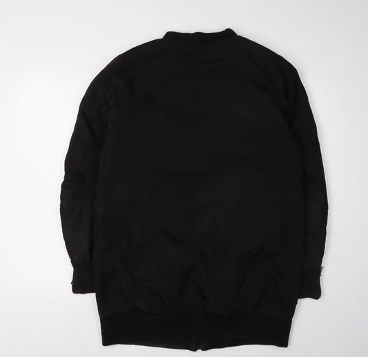 Pull & Bear Women's Black Bomber Jacket Size 12