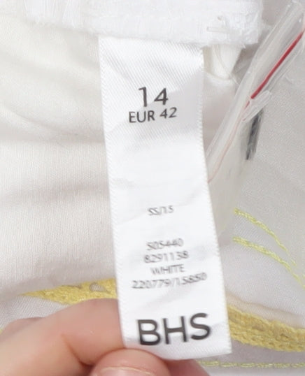 BHS Women's White Tapered Jeans Size 14