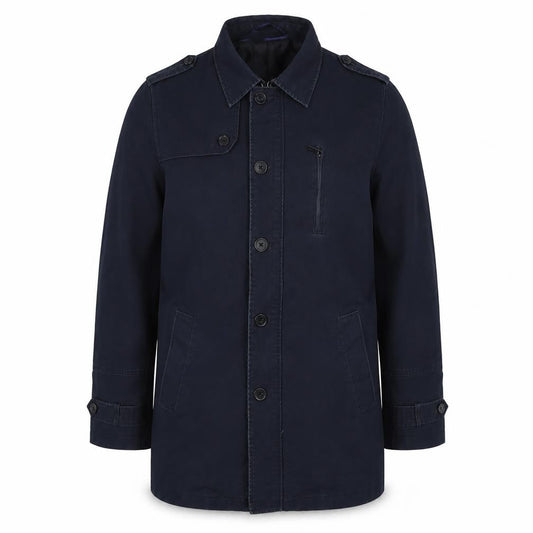 Front view of Jules unisex blue military jacket - l