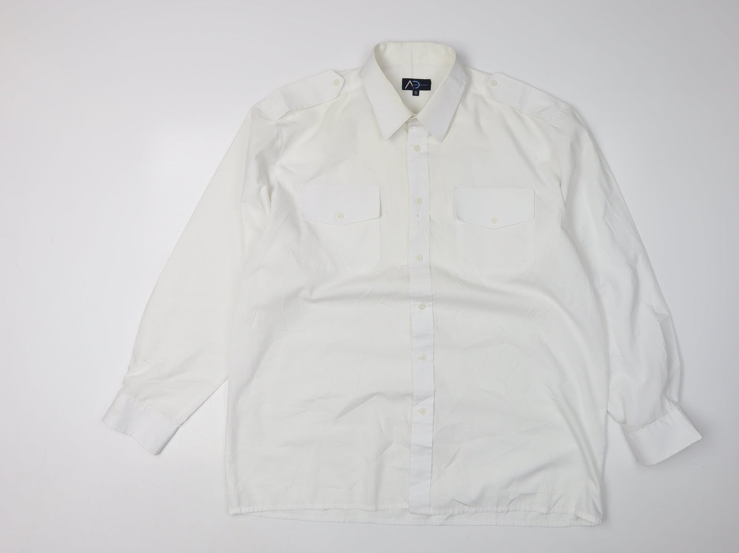 Allen Douglas Men's White Dress Shirt Size 44 Formal