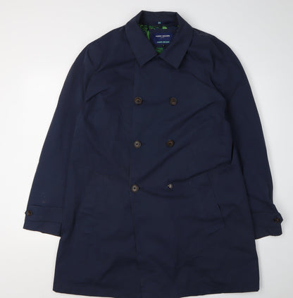 Mens UK Size L Harry Brown Blue Overcoat