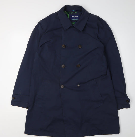 Mens UK Size L Harry Brown Blue Overcoat