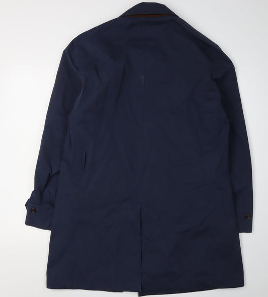 Mens UK Size L Harry Brown Blue Overcoat