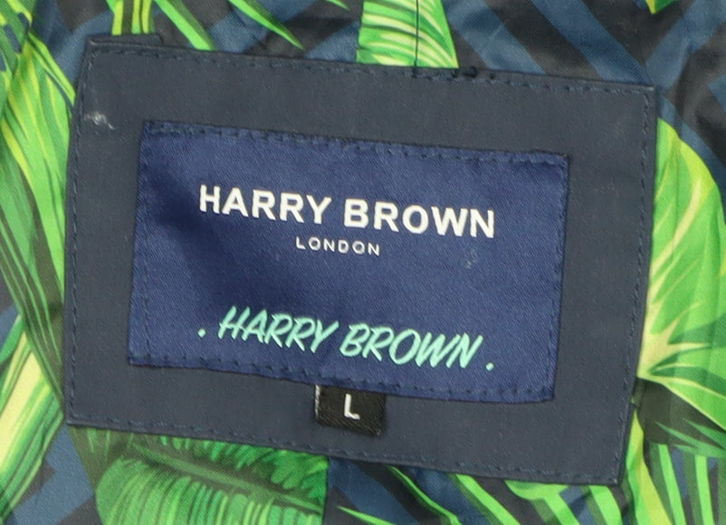 Mens UK Size L Harry Brown Blue Overcoat