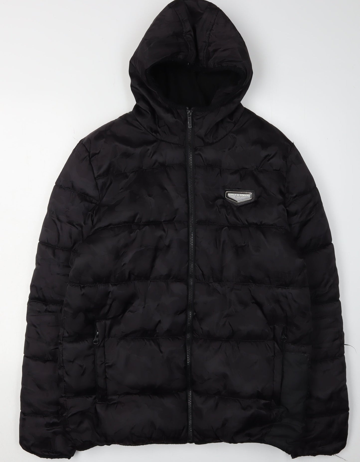 Mens UK Size S Supply & Demand Black Puffer Jacket