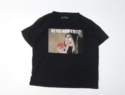 Unisex Adults UK Size M Pull&Bear Black Basic T-Shirt