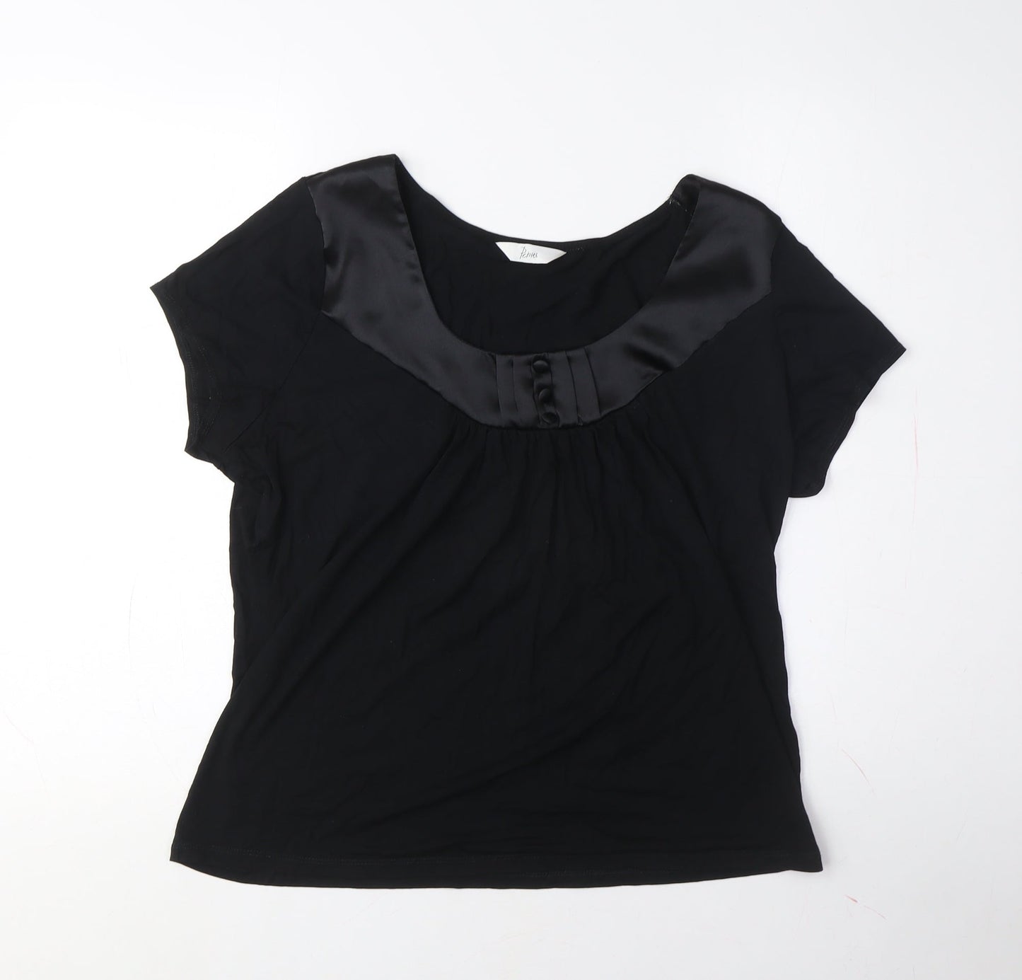 Bonmarche Women's Black Scoop Neck T-Shirt Size 18 Petites