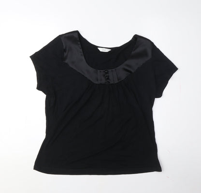 Bonmarche Women's Black Scoop Neck T-Shirt Size 18 Petites