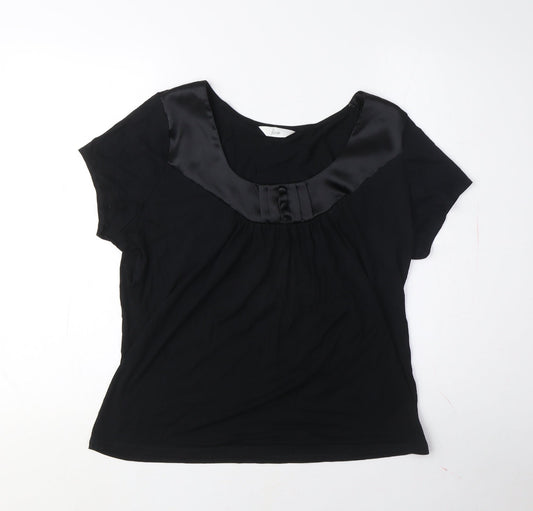 Bonmarche Women's Black Scoop Neck T-Shirt Size 18 Petites