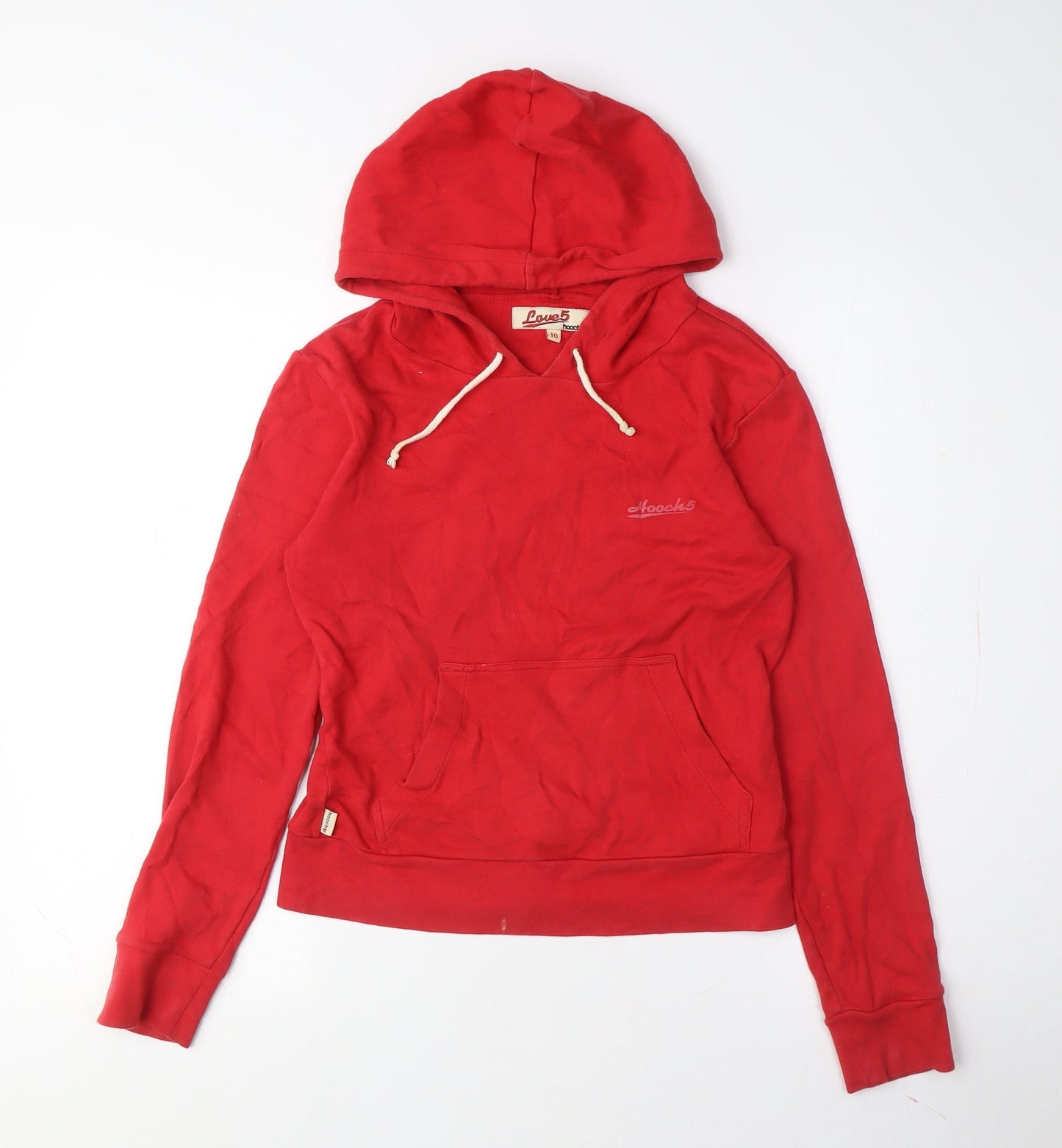 Hooch Women's Red Hoodie UK Size 10, Cotton Pullover
