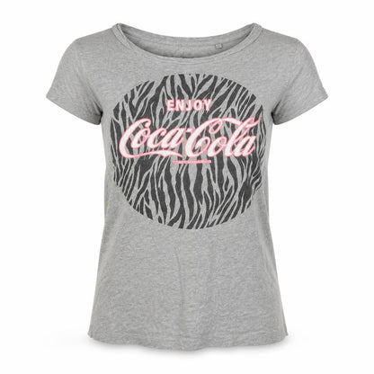 Womens UK Size 8 Coca-Cola Grey Basic T-Shirt