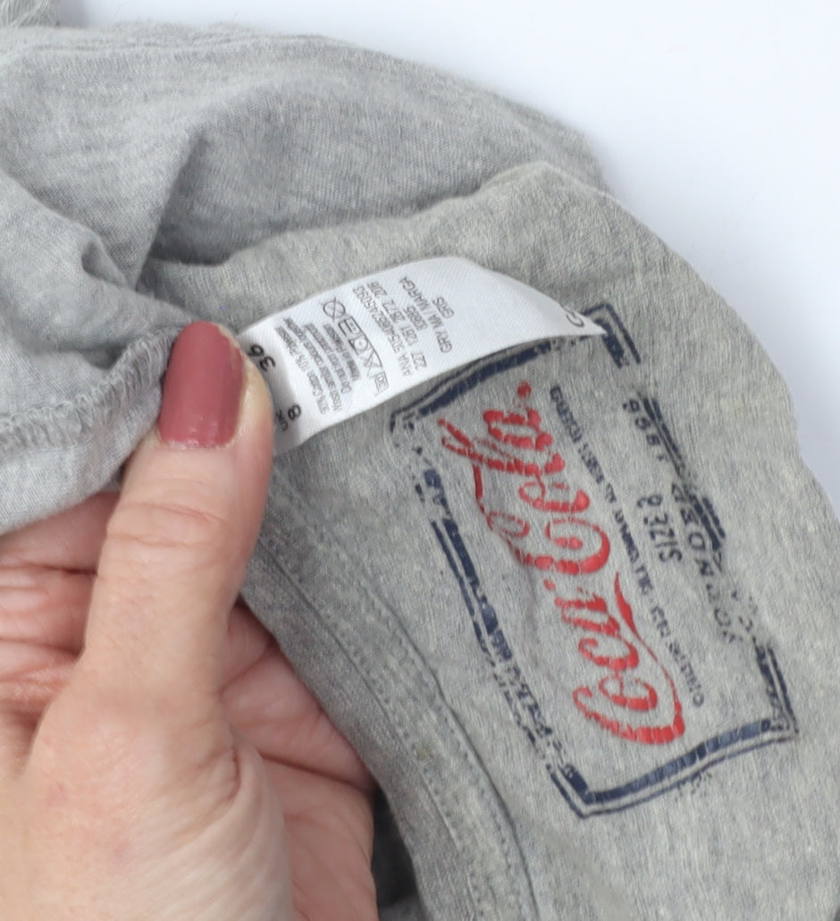 Womens UK Size 8 Coca-Cola Grey Basic T-Shirt