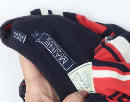 Maine Womens Red Striped Tank, Size 12, 100% Cotton