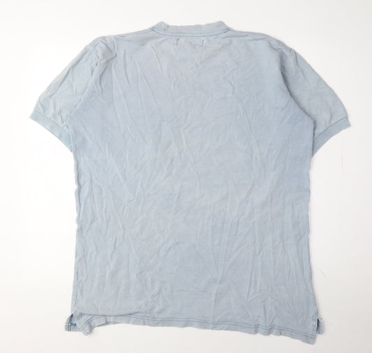 Pull & Bear Men's Blue Crew Neck T-Shirt, Size L