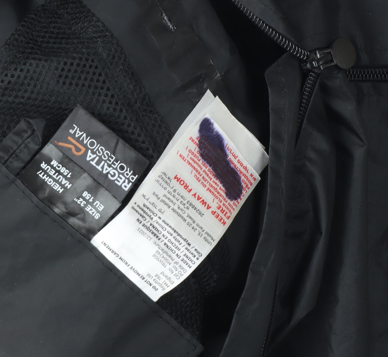 Regatta Boys Black Windbreaker Jacket 11-12 Years