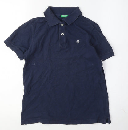 Benetton Boys Blue Polo Shirt, Size 11-12, Short Sleeve