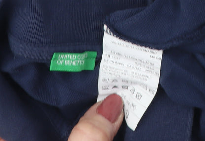 Benetton Boys Blue Polo Shirt, Size 11-12, Short Sleeve