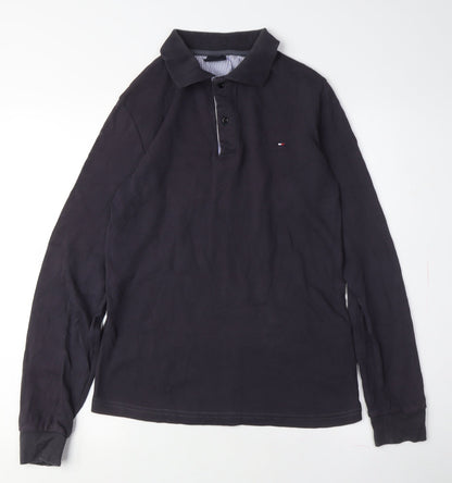 Tommy Hilfiger Men's Black Long Sleeve Polo Shirt S