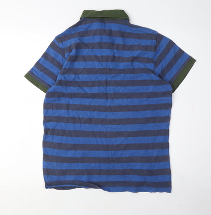 Lyle and Scott Men's Blue Striped Polo Shirt M