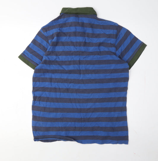 Lyle and Scott Men's Blue Striped Polo Shirt M