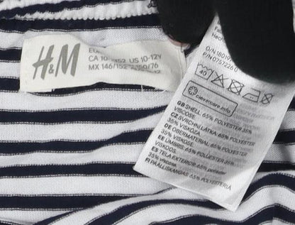 H&M Girls Off the Shoulder Blouse, Black & White Striped, 11-12 Years