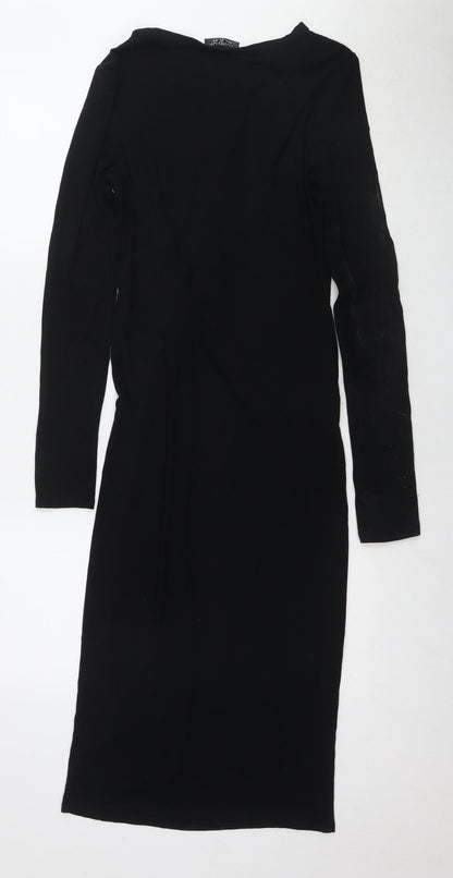 Topshop Women's Black Bodycon Dress, Size 10, Long