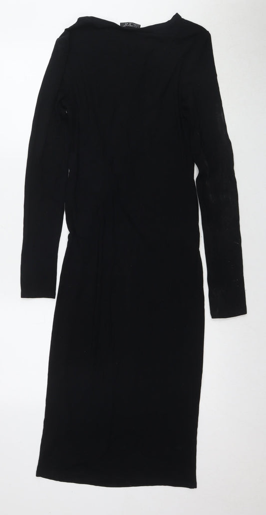 Topshop Women's Black Bodycon Dress, Size 10, Long