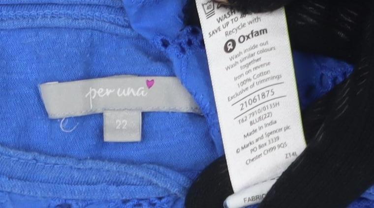 Womens UK Size 22 Per Una Blue Basic T-Shirt