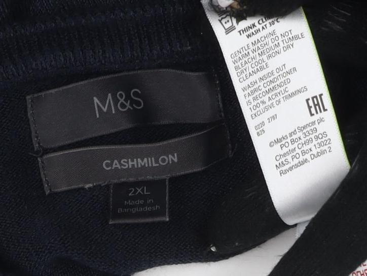 Marks & Spencer Men's Black Cashmere Pullover Jumper 2XL