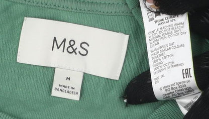 Marks and Spencer Men's Green Long Sleeve T-Shirt M