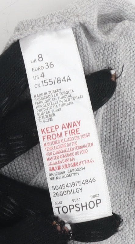 Womens UK Size 8 Topshop Grey Pullover Jumper