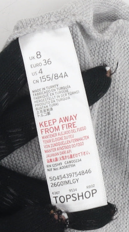 Womens UK Size 8 Topshop Grey Pullover Jumper