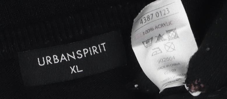 Urban Spirit Men's Black XL Pullover Jumper