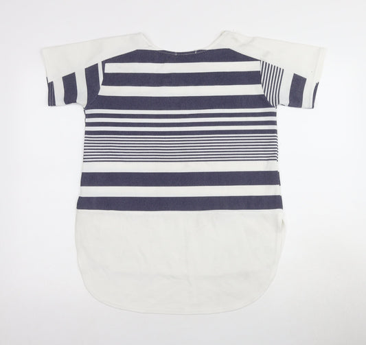QUIZ Women’s White Striped T-Shirt Size 12