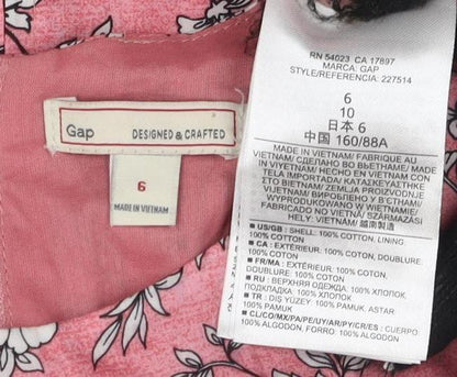 Gap Women's Pink Floral A-Line Dress Size 6