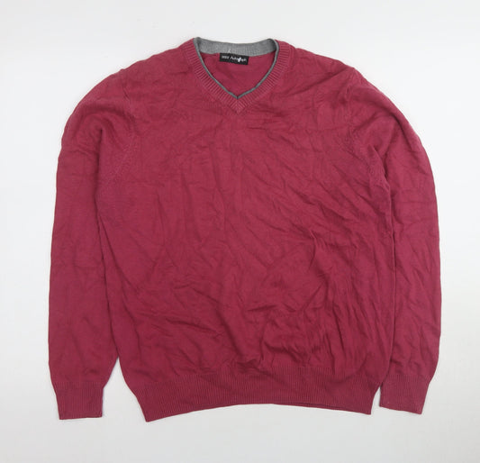 Marks and Spencer Men's Red V-Neck Jumper M