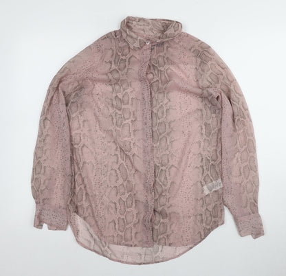 French Connection Women's Pink Animal Print Blouse UK 10
