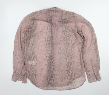 French Connection Women's Pink Animal Print Blouse UK 10