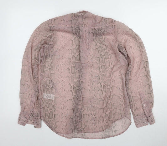 French Connection Women's Pink Animal Print Blouse UK 10