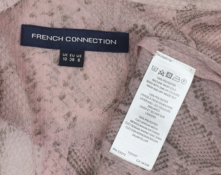 French Connection Women's Pink Animal Print Blouse UK 10