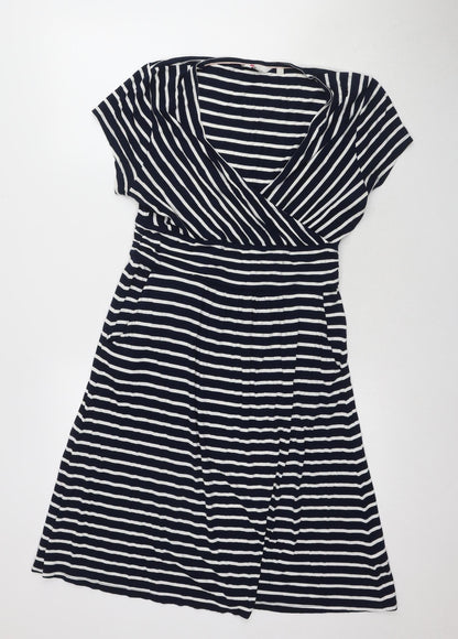 Lauren Women's Blue Striped A-Line Dress Size 10