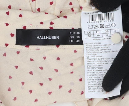 Womens UK Size 12 Hallhuber Beige Tunic Blouse